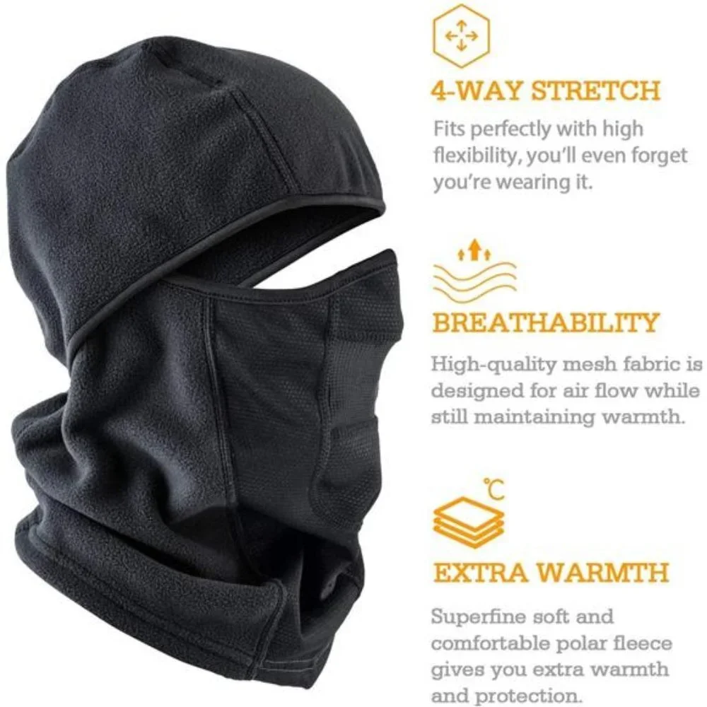 2 Pack, Men's Ski Mask Winter Fleece Thermal Face Mask Cover, Black